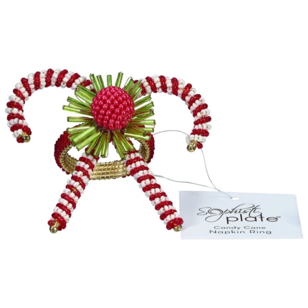 Candy Cane Napkin Rings • Set of 6 • Elegant Dinner Table Decor • NWOT